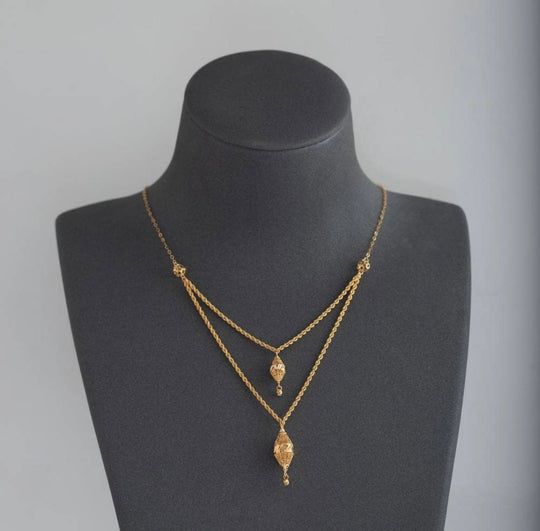 2 line Alhail Lariate Necklace 21K Gold