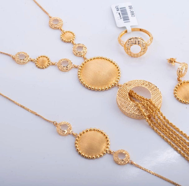 Gold Necklace And Earring Set 21K