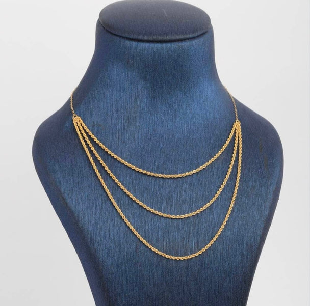 Necklace Curb Chain 21K 3 Line