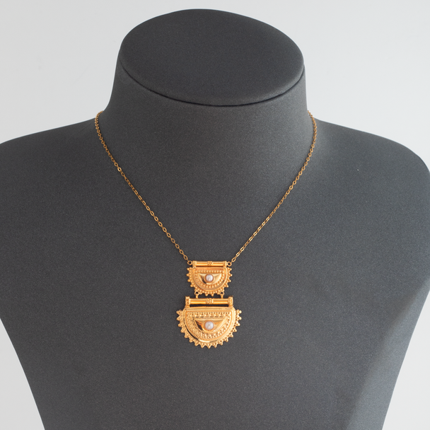 Pearl Brashi 2 Line Necklace 21K Gold