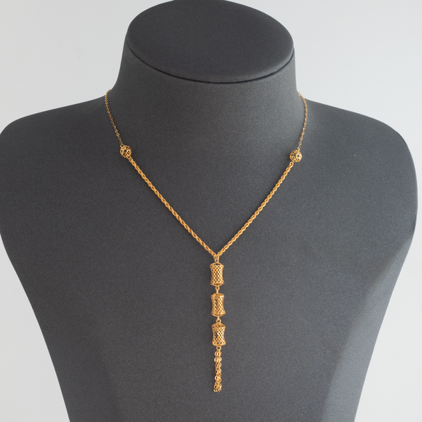 Trendy 3 Line Longchain 21K Gold