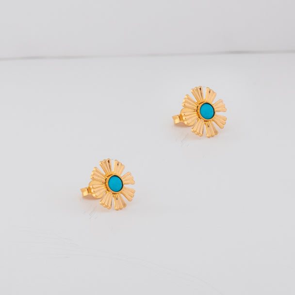 Turqoise Chamois Earring 21K Gold