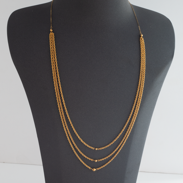 Twisted 3 Line Longchain 21K Gold