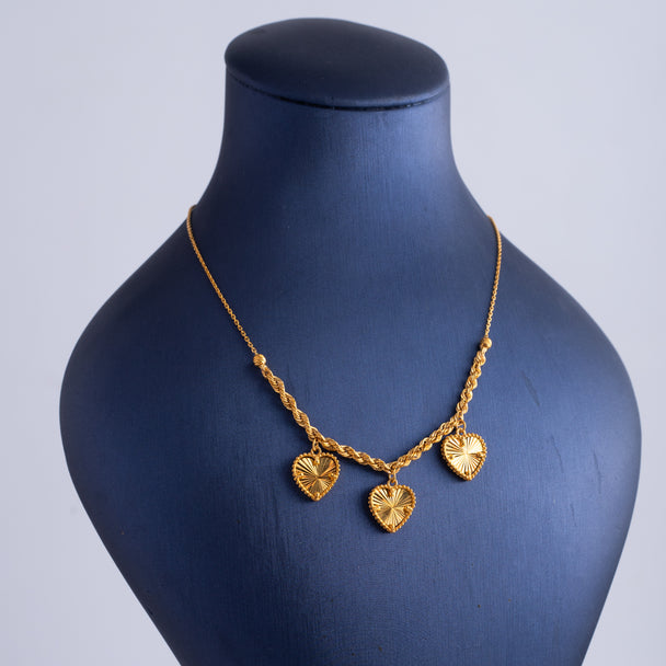 Twisted Heart Necklace 21K Gold